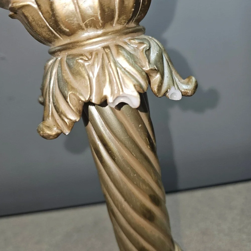 Pillar Candle Holder Home Decor OS Gold Excellent Ornate Neoclassical Column